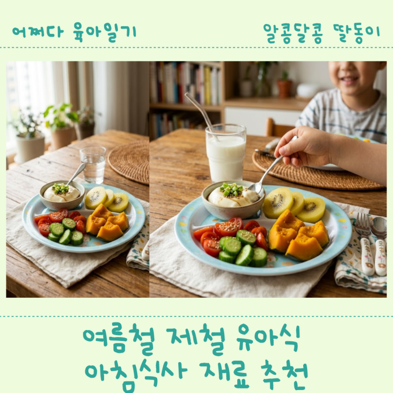 두 돌 아기 여름 제철 유아식 식재료 추천 아침식사ver.