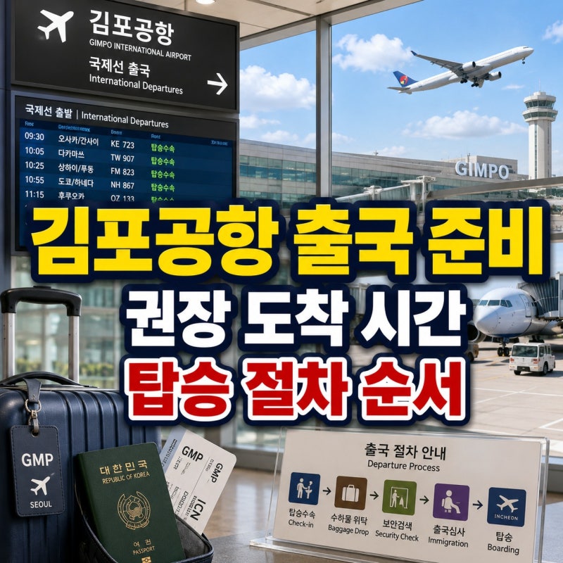 김포공항 국제선 출국 몇 시간 전 도착해야 할까｜체크인·보안검색·탑승 순서