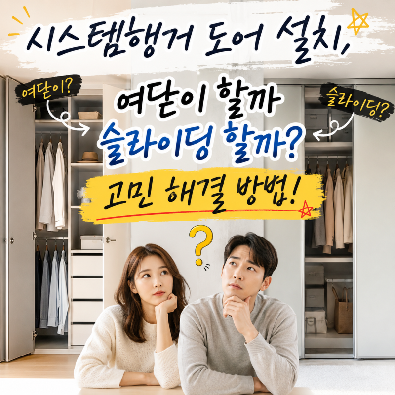 시스템행거 도어 설치, 여닫이 할까 슬라이딩 할까? 고민 해결 방법