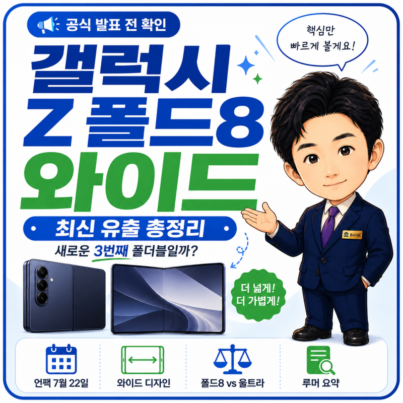 갤럭시 Z 폴드8 와이드 출시일·스펙 예상, 새로운 3번째 폴더블일까?