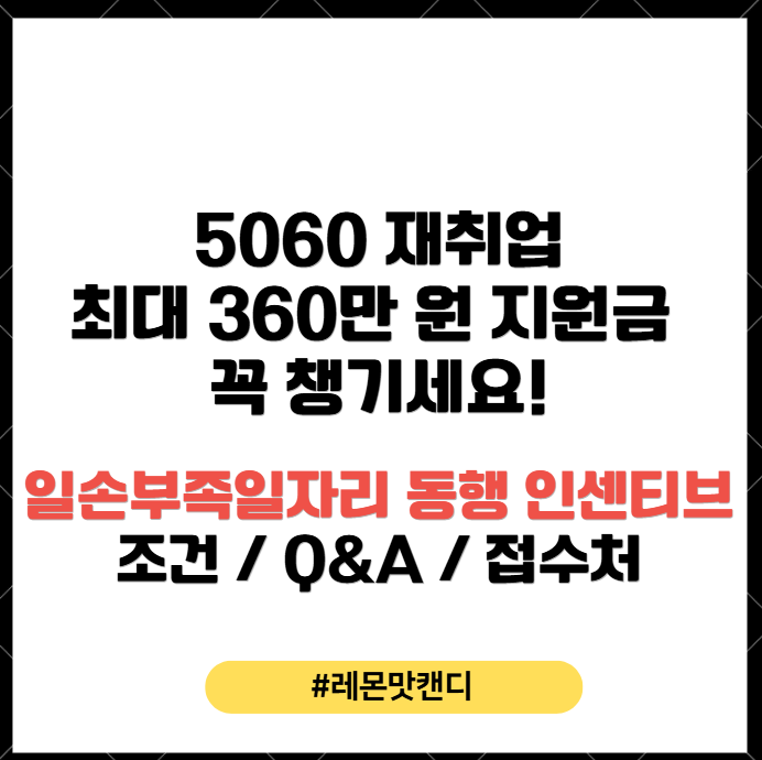 5060 재취업, 최대 360만 원 지원금 꼭 챙기세요! (일손부족일자리 동행 인센티브 조건·Q&A·접....