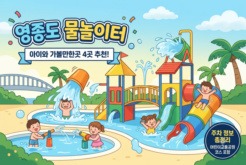 [영종도 아이와 가볼만한곳] 무료 물놀이터 4곳 정리!(주차팁) 어린이교통공원 묶어서 다녀오....