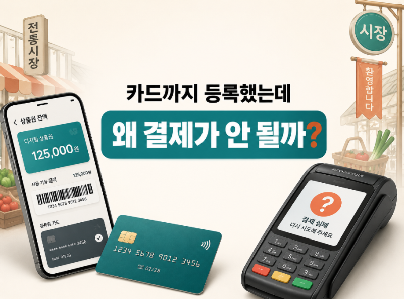 디지털 온누리상품권 사용처 찾기, 카드 등록해도 결제 안 되는 이유
