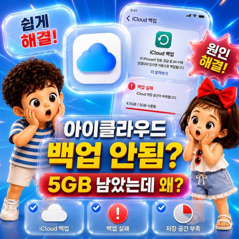 아이폰 아이클라우드 백업 안됨 해결방법 | 저장 공간 부족·5GB 남았는데도 백업 실패