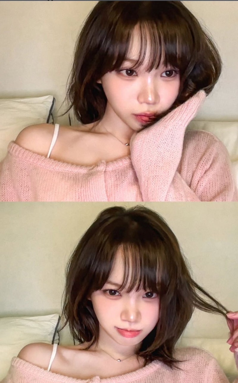 르세라핌 김채원 중단발 허쉬컷, 레이어드 스타일 모음
