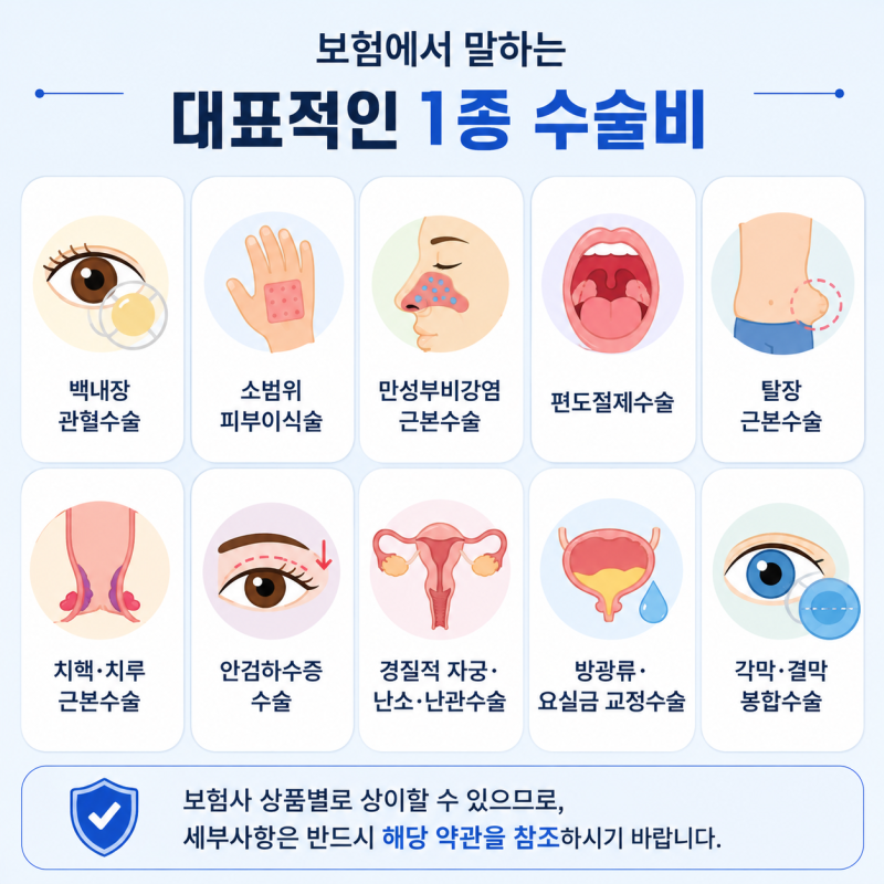 대장용종제거보험, 1종 수술비 분류표로 알아보는 보장 기준