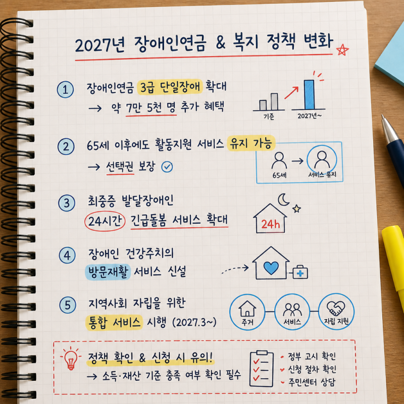 보건복지부발표 2027년 장애인연금 3급 단일장애 대상 확대와 장애인복지 변화 주요내용 확인