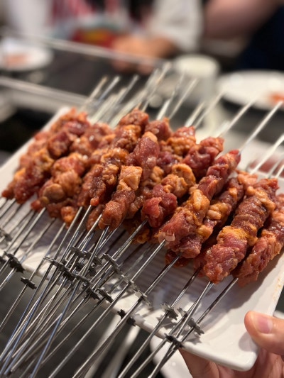 화서동 양꼬치 맛집 송림양꼬치 후기 꿔바로우 어향가지까지