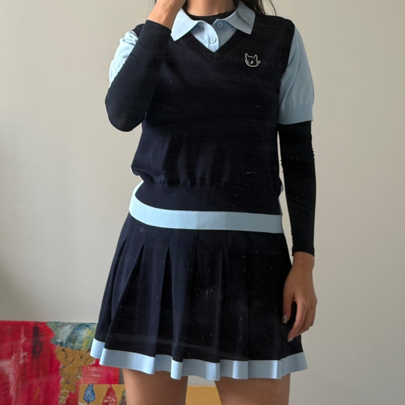 [봄·여름·가을 여자 골프웨어 추천] WAAC 왁 Faux Layered Knit 셋업