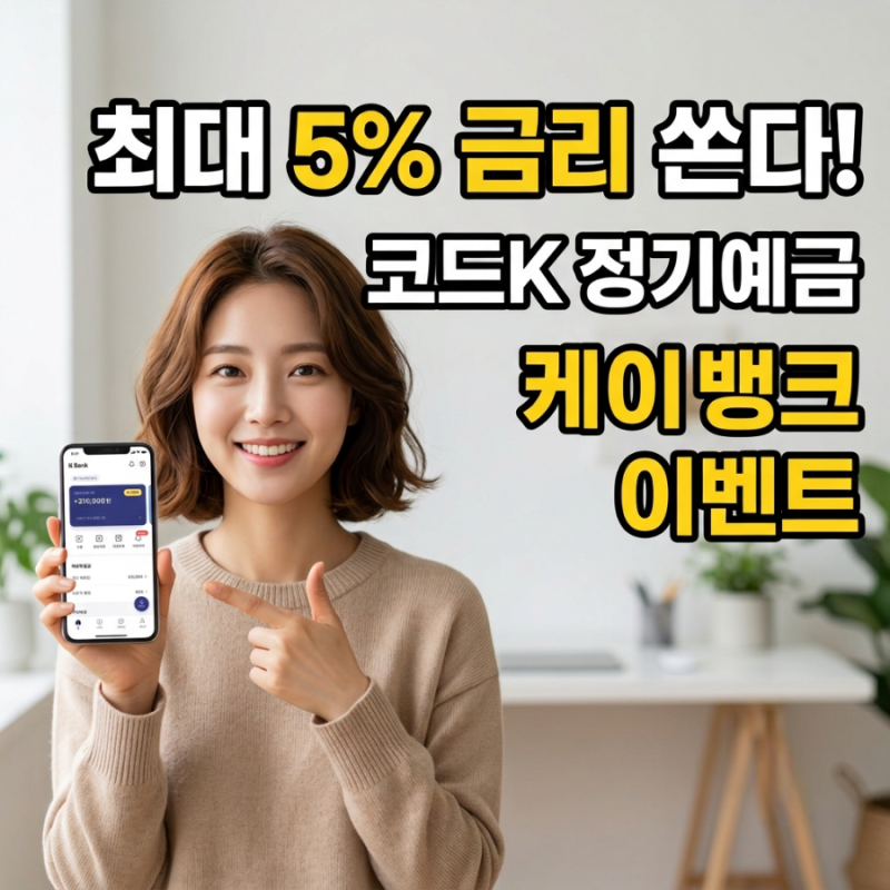 케이뱅크 코드K 정기예금 최대 5% 금리 이벤트 혜택 및 우대쿠폰 정리