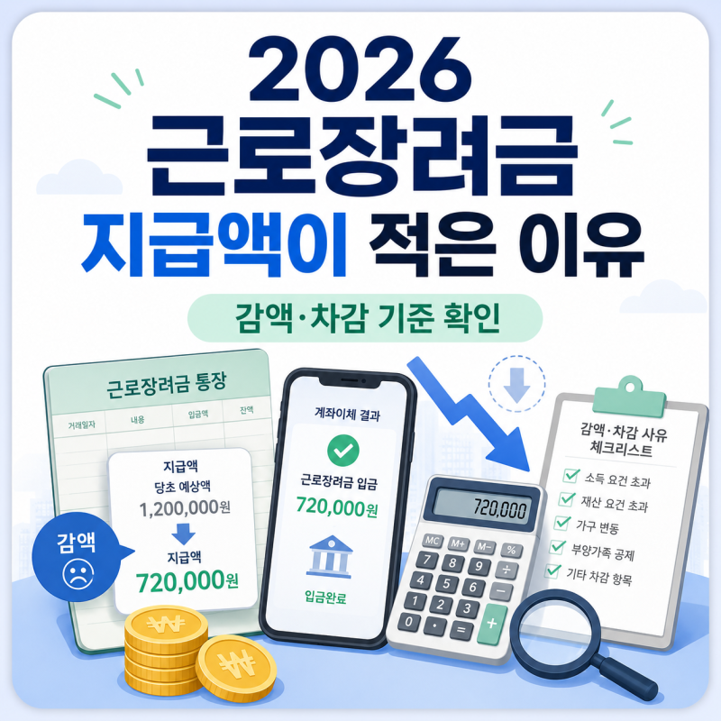 2026 근로장려금 지급액이 예상보다 적은 이유｜감액·차감 기준과 조회 방법