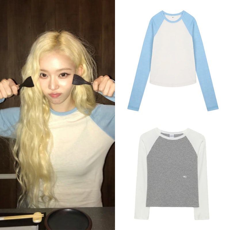 Where is aespa Winter's Sky Blue Raglan T-shirt from on Instagram? PADD Raglan Tee Price & Info