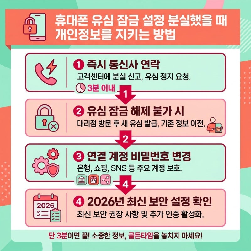 휴대폰 유심 잠금 설정 분실했을 때 개인정보를 지키는 방법, 50대가 직접 겪고 바꾼 안전 체....