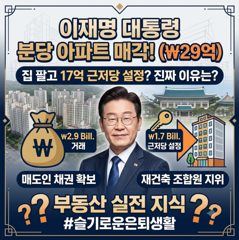이재명 대통령 분당 아파트 29억 매각! 집 팔고 17억 근저당 잡은 진짜 이유는?