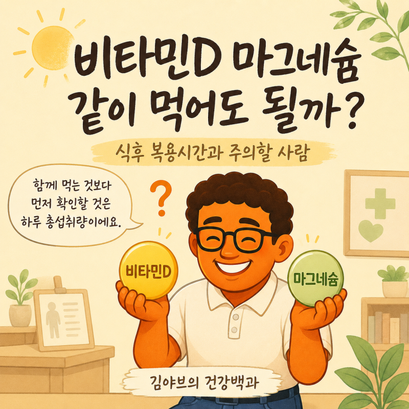 비타민D 마그네슘 같이 먹어도 될까? 식후 복용시간과 주의할 사람
