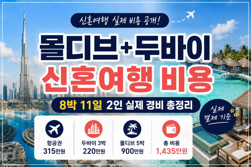 몰디브+두바이 신혼여행 비용 | 8박 11일 2인 실제 경비 총정리