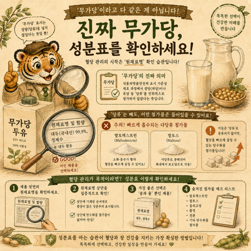 무가당 두유인데 혈당이 오른다면, 성분표에서 이 단어부터 확인해봤어요