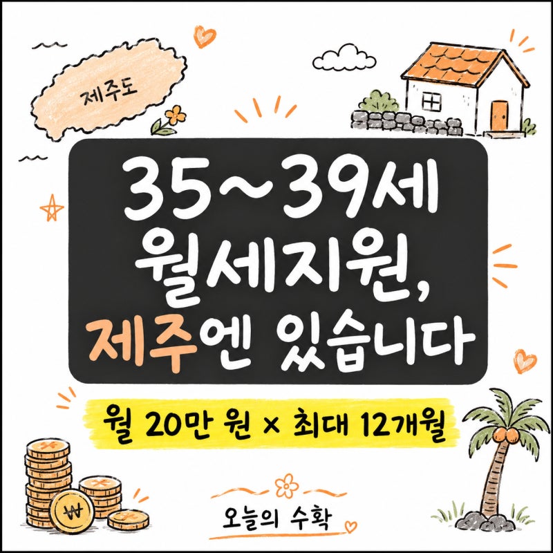 제주 월세지원, 35~39세도 월 20만 원 받습니다 (희망충전)