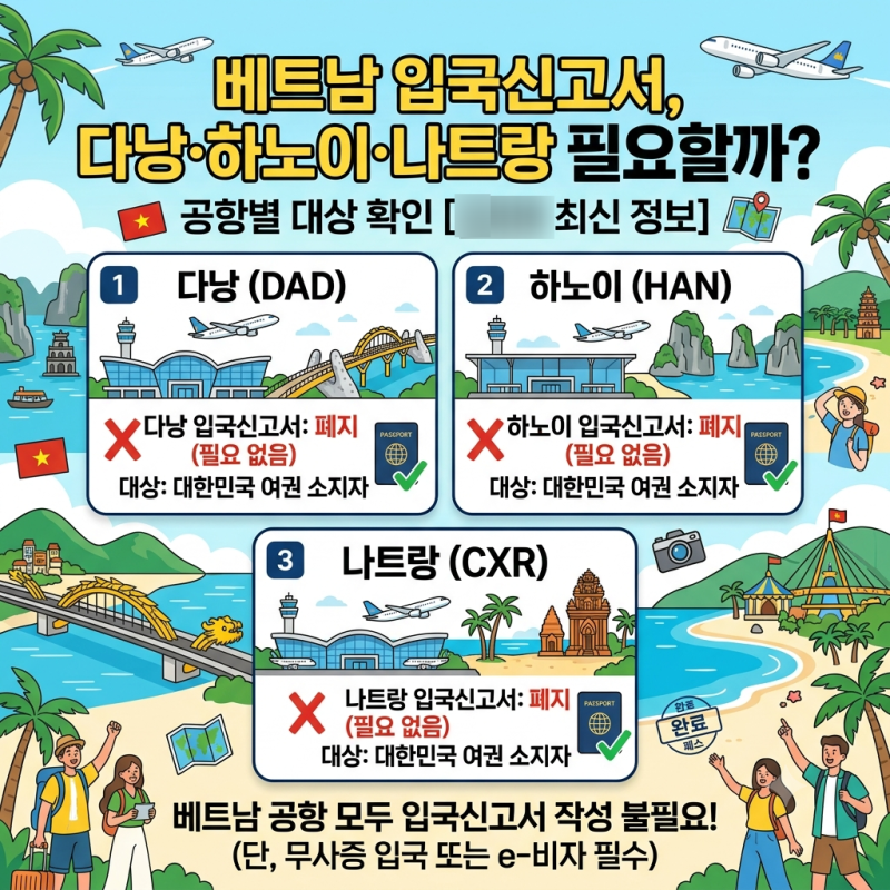 베트남 입국신고서 다낭·하노이·나트랑도 필요할까? 공항별 대상 확인