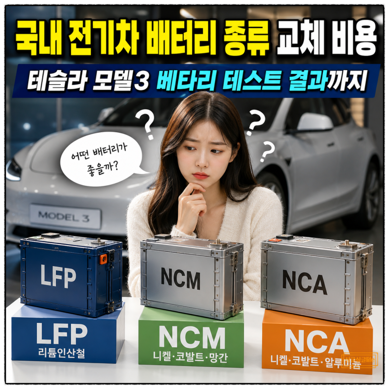 국내 전기차 배터리 종류 교체 비용, 테슬라 모델3 수명 테스트 결과는?