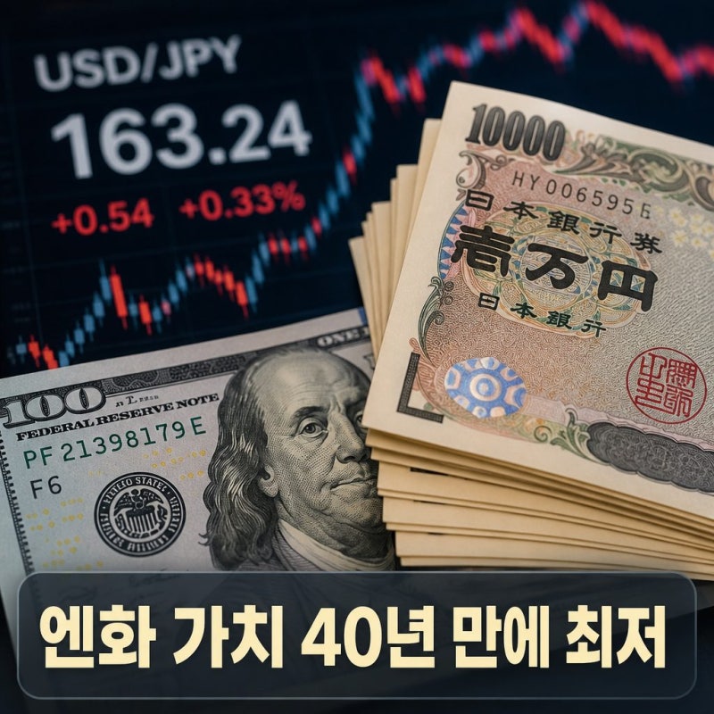 엔화 환율 달러당 163엔 돌파 40년 최저치