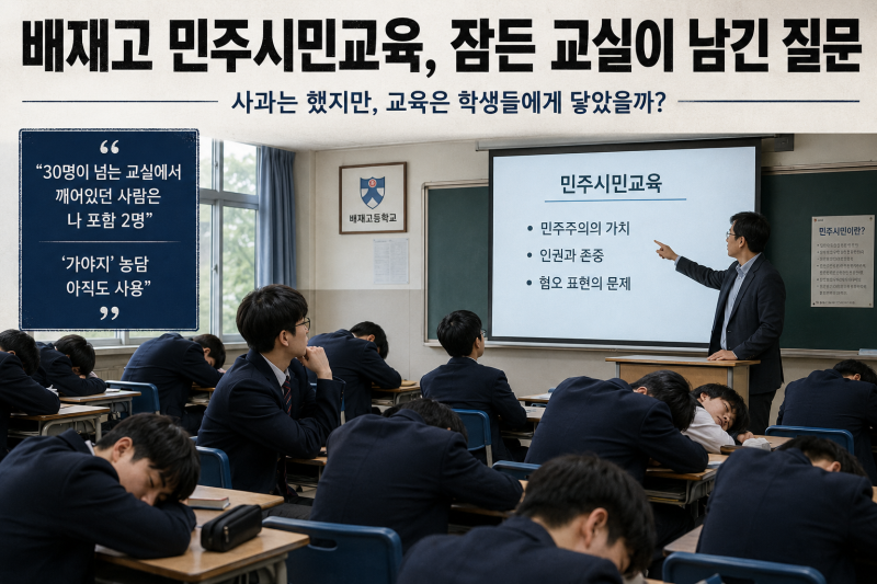 배재고 민주시민교육, 잠든 교실이 남긴 질문…사과는 어디서 끝나야 할까?