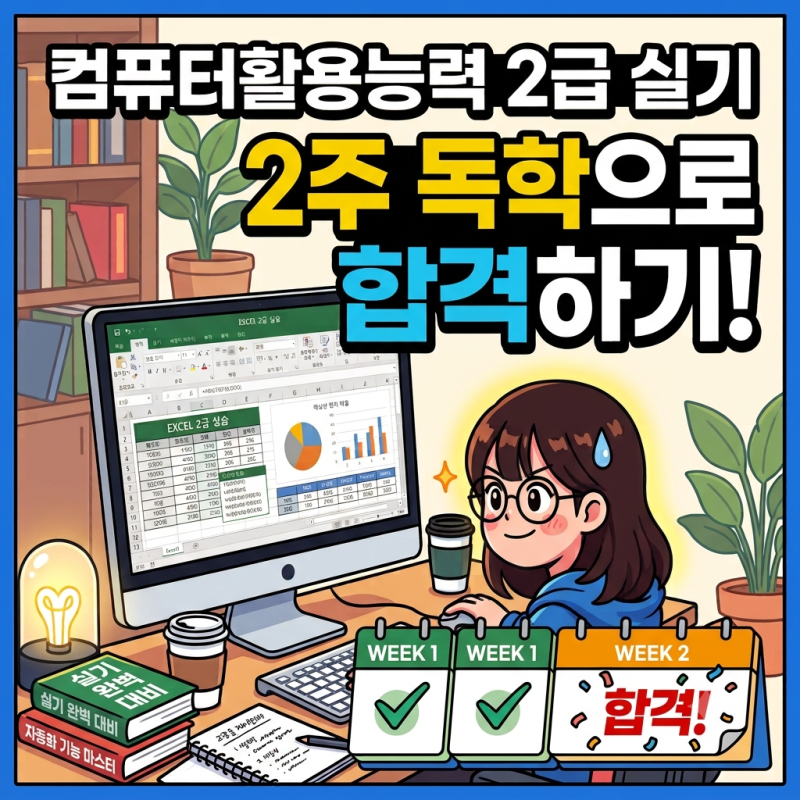 [컴퓨터활용능력 2급/실기] 2주 독학으로 1트 합격 후기 +공부법 공유