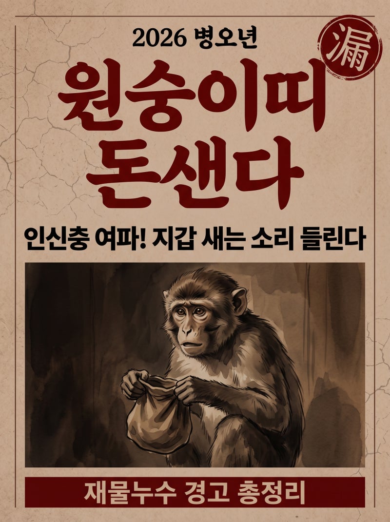 2026 원숭이띠 화극금 직격! 오신 상극, 지갑 잠그는 법 (44·56·68·80·92·04·16년생)