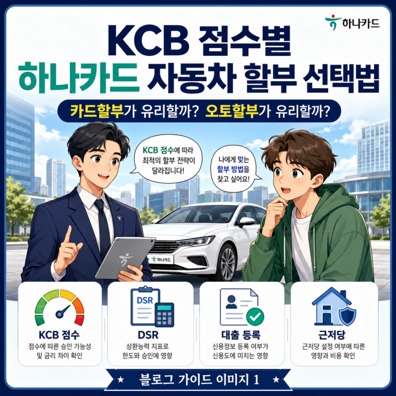 DSR 부담 없는 하나카드 자동차 할부, 근저당, 대출로 안잡히는 조건 체크