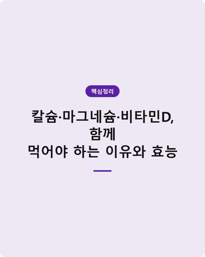 칼슘·마그네슘·비타민D, 함께 먹어야 하는 이유와 효능