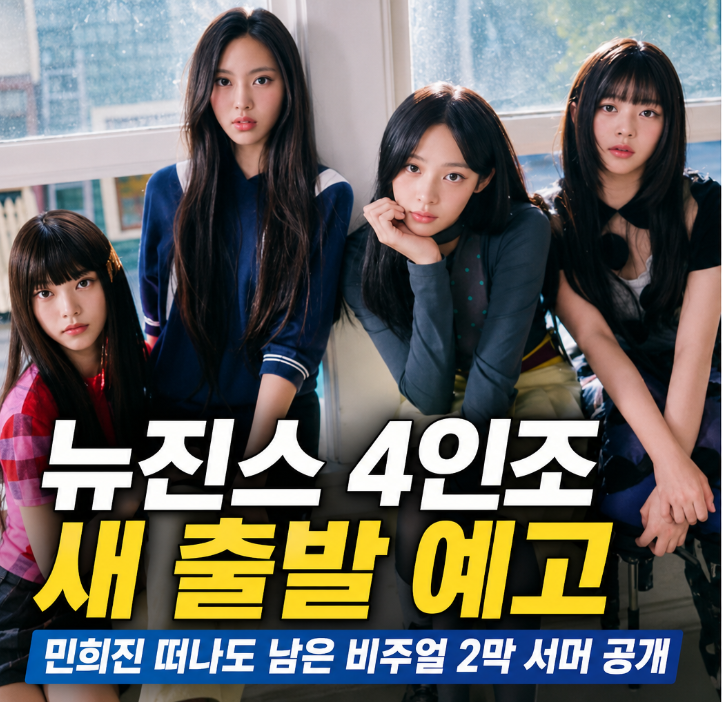 <b>뉴진스 4인조</b> 새 출발 예고 | 민희진 떠나도 남은 비주얼 2막... 