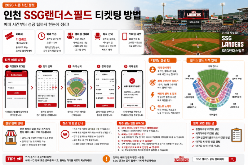2026 인천 SSG랜더스필드 티켓팅 방법, 예매 시간부터 성공 팁까지 총정리
