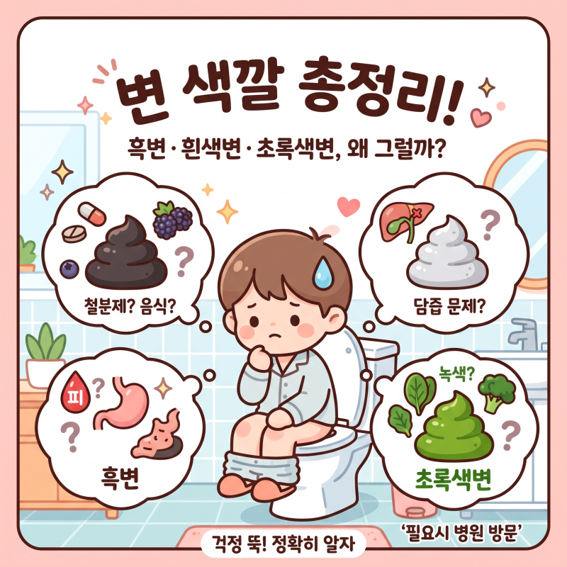 변색깔 왜 이럴까요? 흑변 · 흰색변 · 초록색변