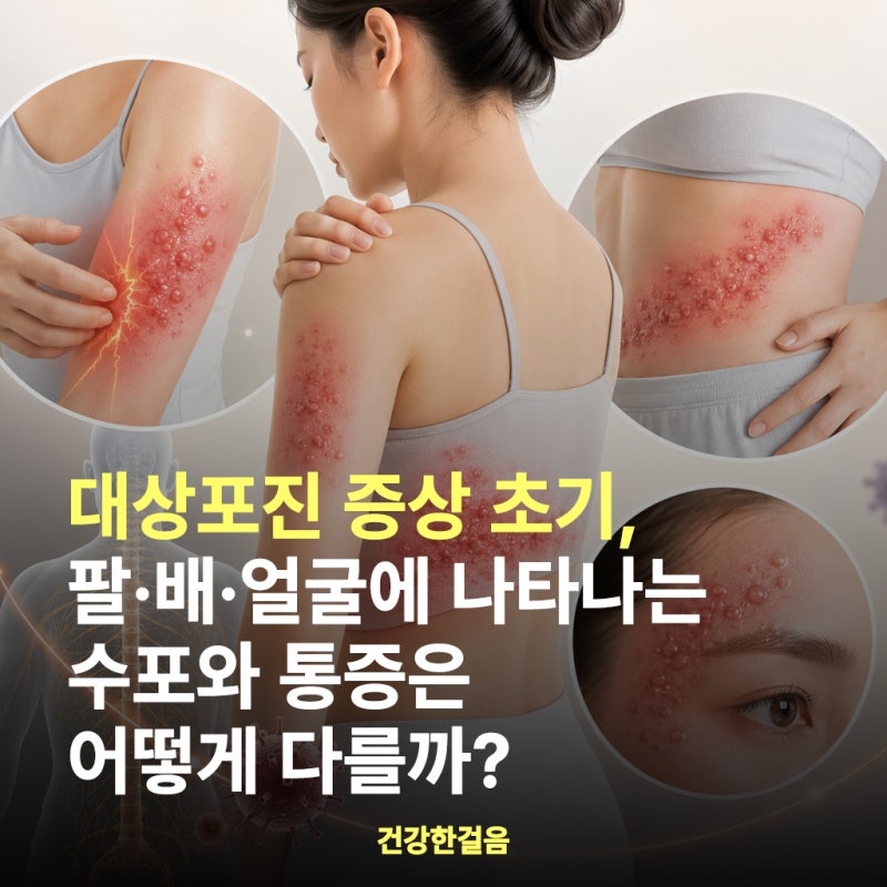 대상포진 증상 초기, 팔·배·얼굴에 나타나는 수포와 통증은 어떻게 다를까?