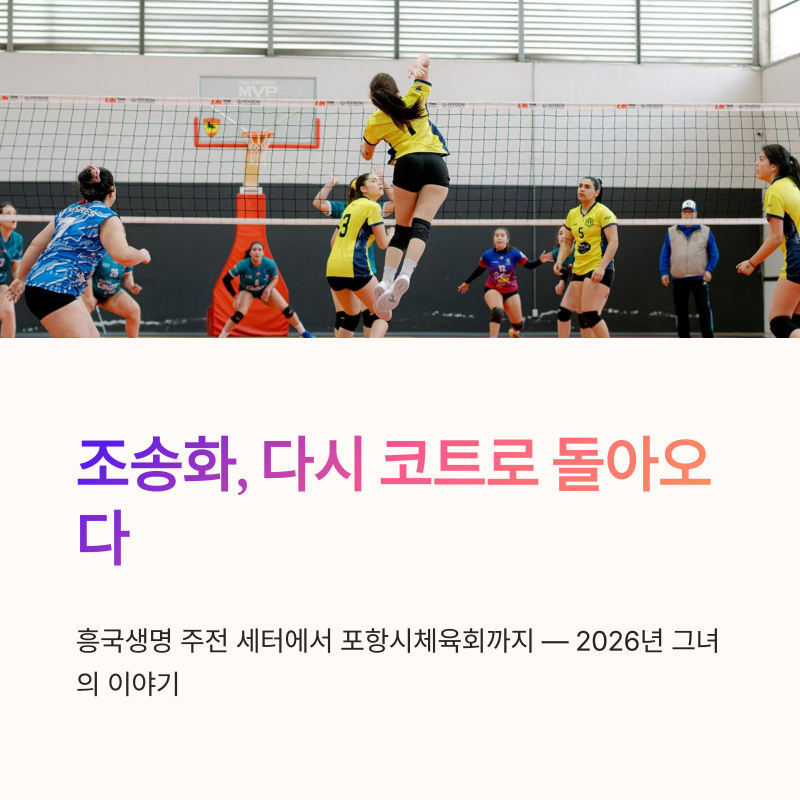 조송화 근황, 흥국생명 주전 세터에서 포항시체육회 복귀까지