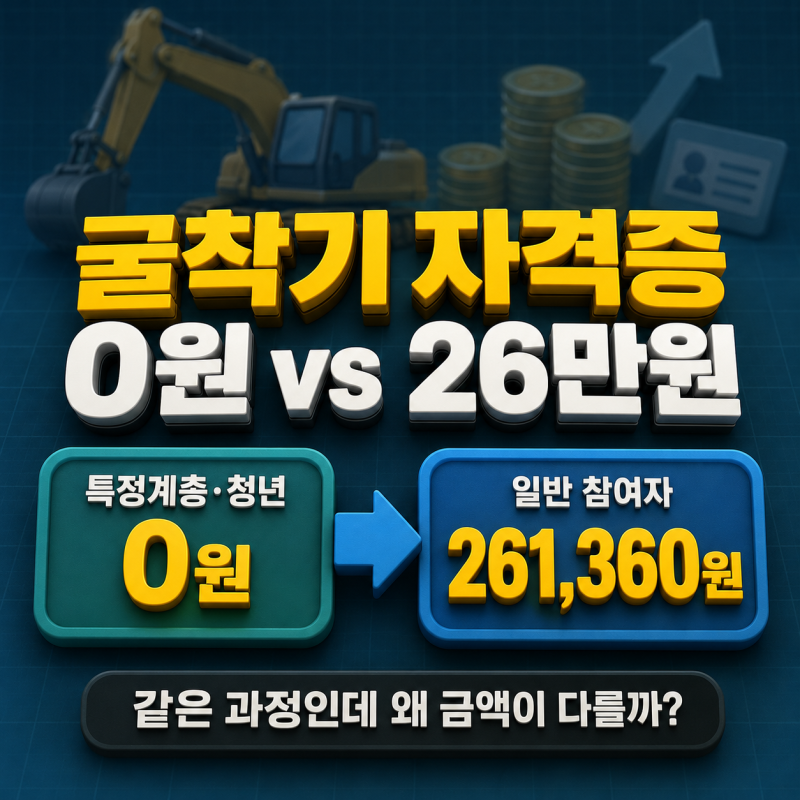 굴착기 자격증 내일배움카드 비용, 0원부터 26만원까지 갈리는 이유