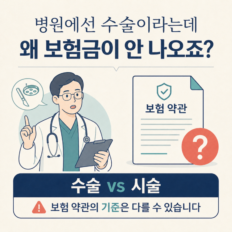 병원에서는 수술이라는데, 보험금은 왜 안 나올까요?