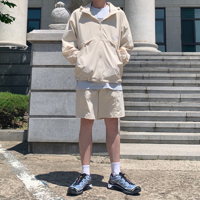 노스페이스 여름 셋업 경량 바람막이 자켓 반바지 코디