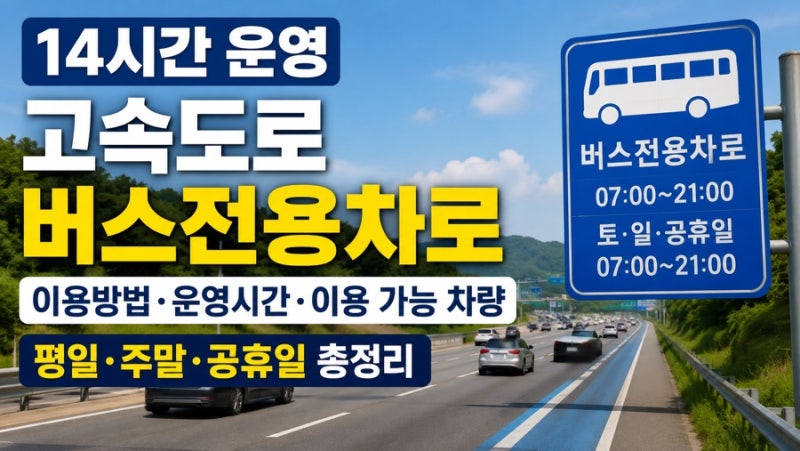 고속도로 버스전용차로 이용방법 평일 주말 공휴일 운영시간과 이용 가능 차량