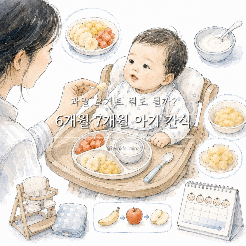 6개월 7개월 아기 간식 과일 요거트 줘도 될까? 선택 방법