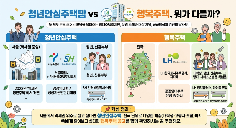 청년안심주택 vs 행복주택 입주조건과 신청방법 완벽정리 (2026년 최신)