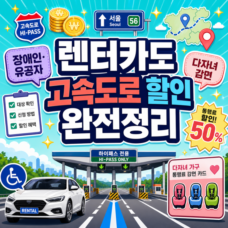 장애인·유공자 렌터카도 고속도로 할인, 다자녀 통행료 감면까지 시작