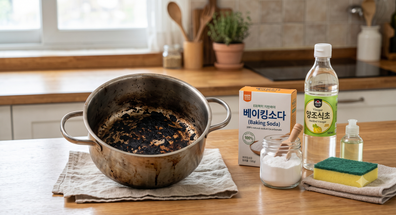 탄 냄비 닦는법 스텐 냄비 세척 베이킹소다 사용법