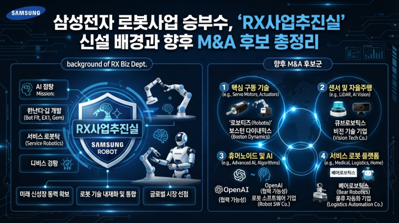 삼성전자 로봇사업 승부수, ‘RX사업추진실’ 신설 배경과 향후 M&A 후보 총정리