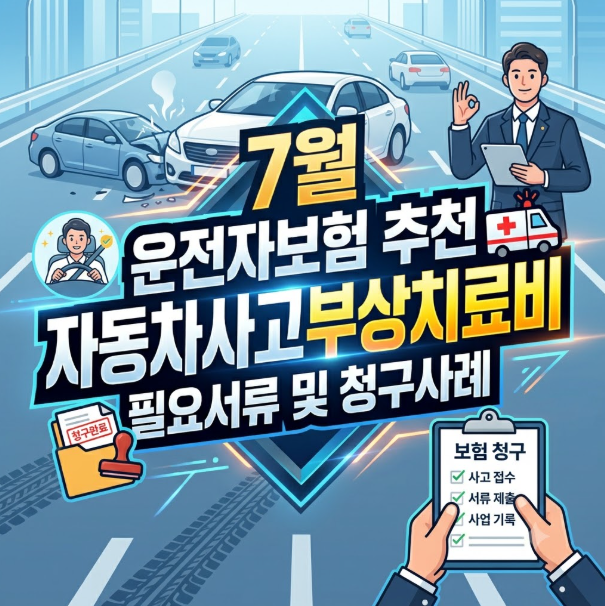 7월 운전자보험 추천 자동차사고부상치료비 필요서류 및 청구사례