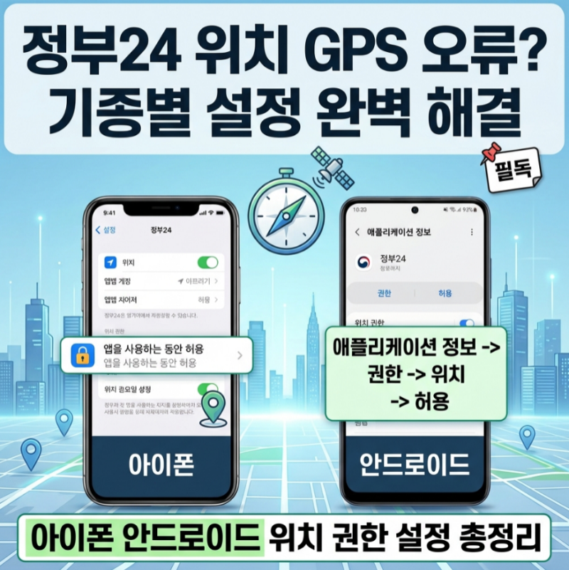정부24 위치 GPS 확인 안될 때, 설정법 순서대로 정리(아이폰·안드로이드)