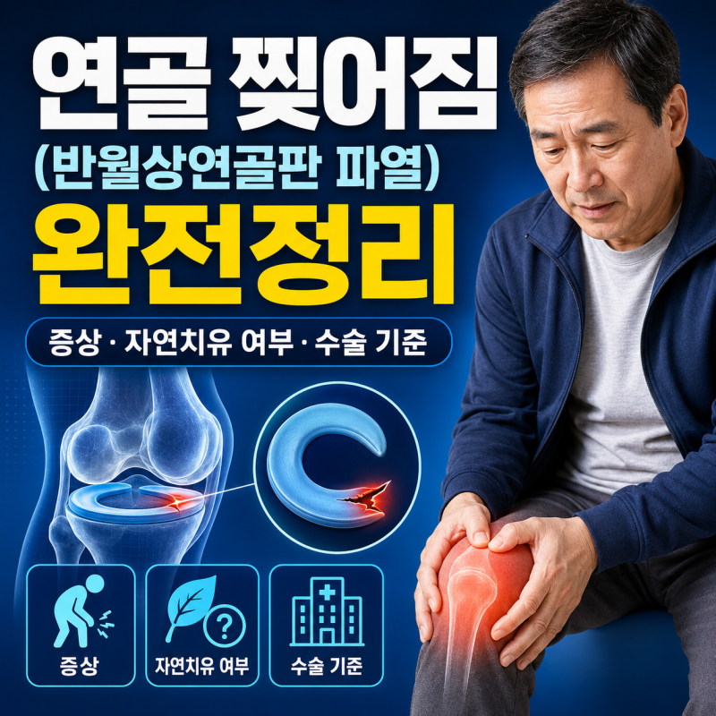 연골 찢어짐(반월상연골판 파열) 완전정리 | 증상·자연치유 여부·수술 기준