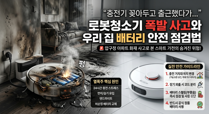 압구정 아파트 화재 원인이 로봇청소기? 중국산 가전 배터리 안전성과 수명 정리