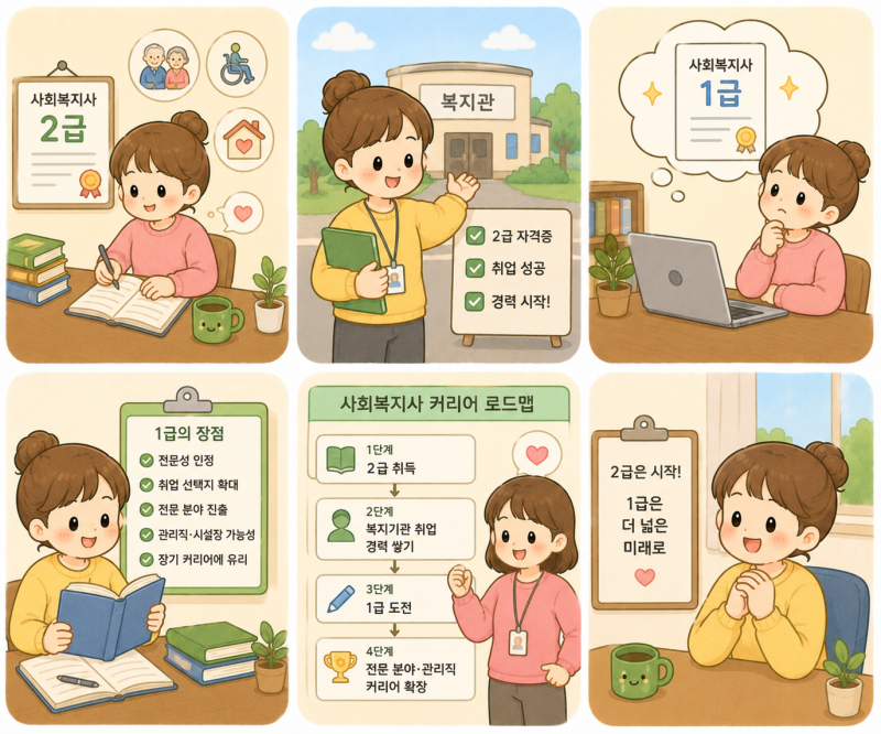 사회복지사 2급 자격증 결국 1급까지 생각해야 하는 이유