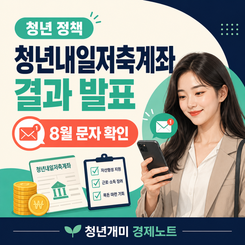 2026 청년내일저축계좌 결과 발표, 8월 문자 확인 순서